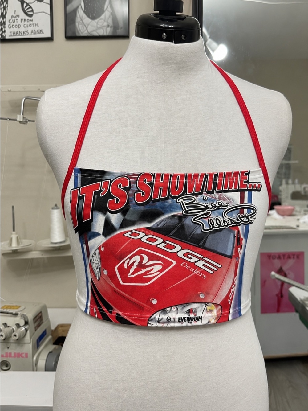 Upcycled reworked vintage nascar halter top